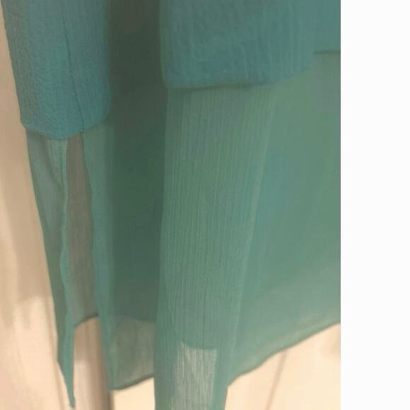 DKNY NWT Jadeite Square Neck Multi Layer Cut Out Back Sheer Bottom Cami Dress L - Picture 10 of 14